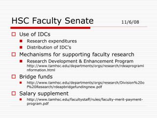 HSC Faculty Senate		 11/6/08
