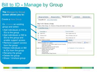 Bill to ID - Manage by Group