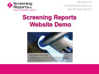 Screening Reports Website Demo