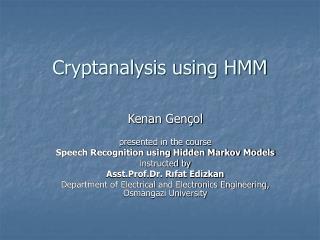 Cryptanalysis using HMM
