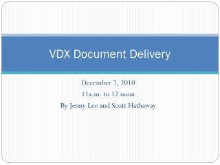 VDX Document Delivery