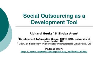 Social Outsourcing as a Development Tool