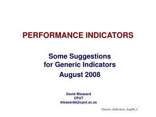 PERFORMANCE INDICATORS