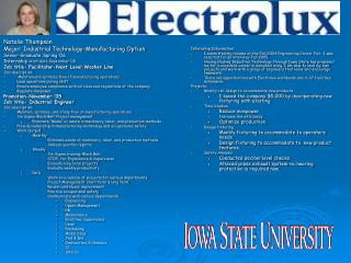 Natalie Thompson Major: Industrial Technology-Manufacturing Option Senior-Graduate Spring ’06