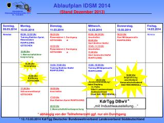 Ablaufplan IDSM 2014