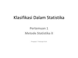 Klasifikasi Dalam Statistika