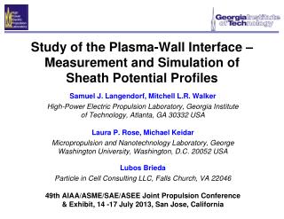 Study of the Plasma-Wall Interface – Measurement and Simulation of Sheath Potential Profiles