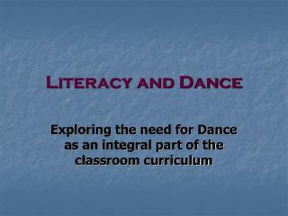 Literacy and Dance