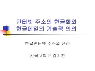 인터넷 주소의 한글화와 한글메일의 기술적 의의