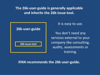 The 26k-user-guide is generally applicable and inherits the 26k-issue-tool.