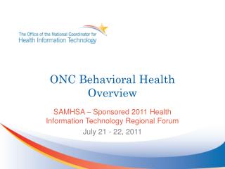 ONC Behavioral Health Overview