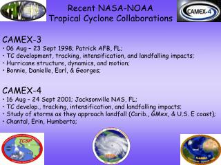 Recent NASA-NOAA Tropical Cyclone Collaborations