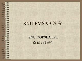 SNU FMS 99 개요