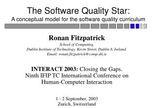 The Software Quality Star: A conceptual model for the software quality curriculum