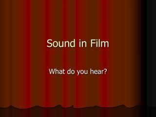 Sound in Film