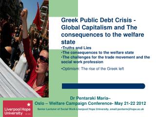 Dr Pentaraki Maria– Oslo – Welfare Campaign Conference- May 21-22 2012