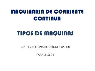 MAQUINARIA DE CORRIENTE CONTINUA