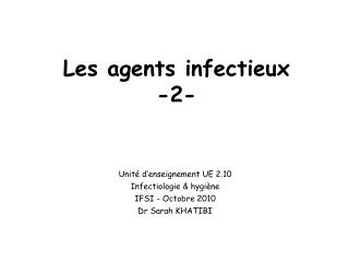 Les agents infectieux -2-