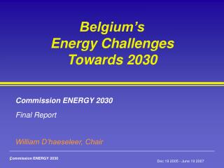 Belgium’s Energy Challenges Towards 2030