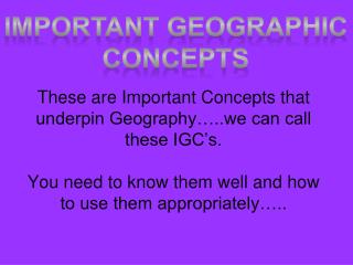 Important Geographic Concepts