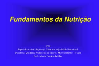 Fundamentos da Nutrição