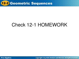 Check 12-1 HOMEWORK