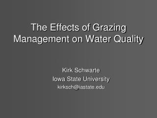 The Effects of Grazing Management on Water Quality