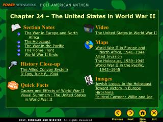 Chapter 24 – The United States in World War II