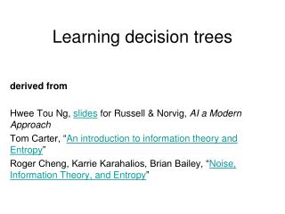 Learning decision trees