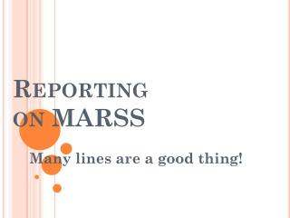 Reporting on MARSS