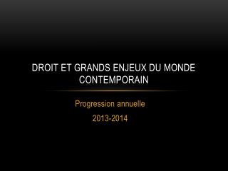 Droit et grands enjeux du monde contemporain