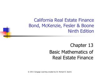 California Real Estate Finance Bond, McKenzie, Fesler &amp; Boone Ninth Edition