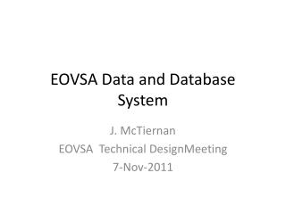 EOVSA Data and Database System