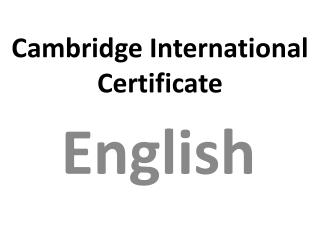 Cambridge International Certificate