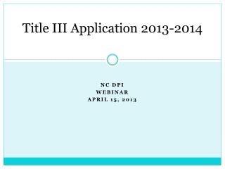 Title III Application 2013-2014