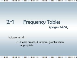 2-1 Frequency Tables