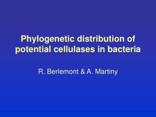 Phylogenetic distribution of potential cellulases in bacteria