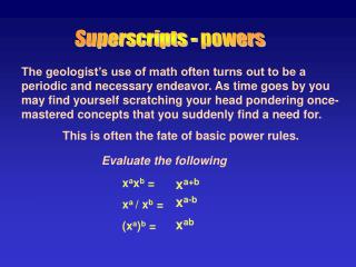 Superscripts - powers