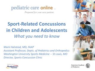 Sport-Related Concussions in Children and Adolescents What you need to know