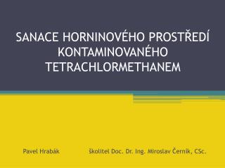 SANACE HORNINOVÉHO PROSTŘEDÍ KONTAMINOVANÉHO TETRACHLORMETHANEM