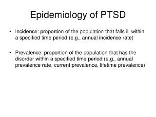 Epidemiology of PTSD