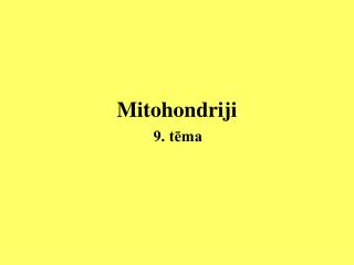 Mitohondriji