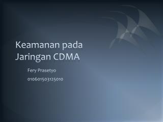 Keamanan pada Jaringan CDMA