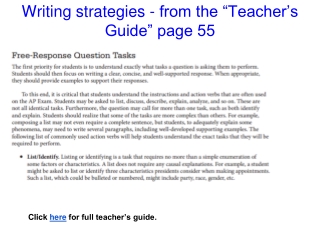 Writing strategies - from the “Teacher’s Guide” page 55