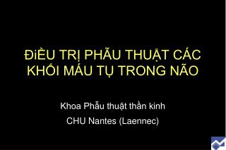 ĐiỀU TRỊ PHẪU THUẬT CÁC KHỐI MÁU TỤ TRONG NÃO