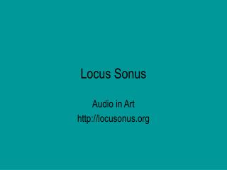 Locus Sonus