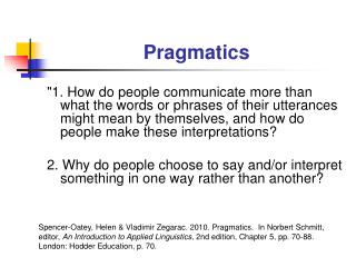 PPT - Pragmatics PowerPoint Presentation, free download - ID:4171503