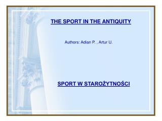 THE SPORT IN THE ANTIQUITY