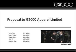 Proposal to G2000 Apparel Limited