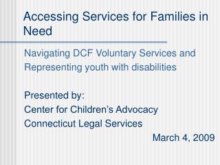 Accessing Services for Families in Need
